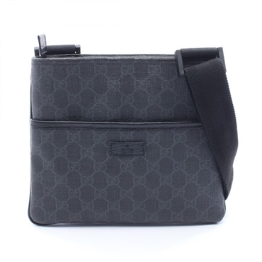 GUCCI GG Supreme Crossbody Shoulder Bag 162905 canvas leather Black Gray Used