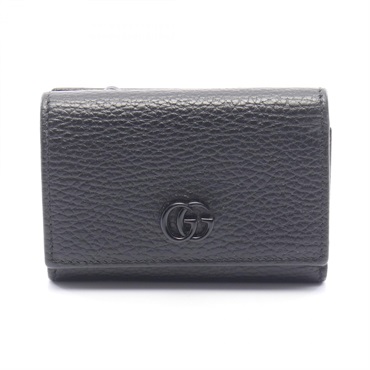 GUCCI GG Marmont Medium Tri-fold wallet 644407 leather Black Used Women