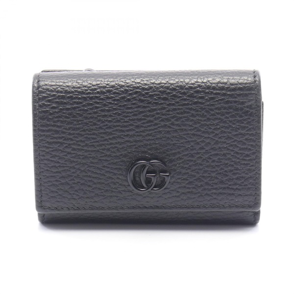 GUCCI GG Marmont Medium Tri-fold wallet 644407 leather Black Used Women
