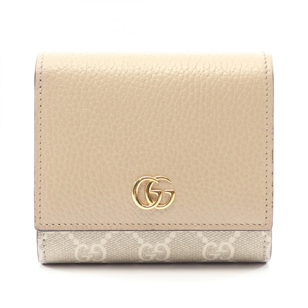 GUCCI GG Marmont Bi-fold wallet 598587 leather PVC coated canvas Beige Used