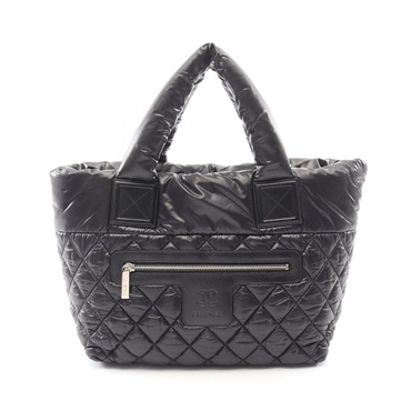 CHANEL Coco Cocoon Small Reversible Tote Handbag A48610 Nylon leather Black Used