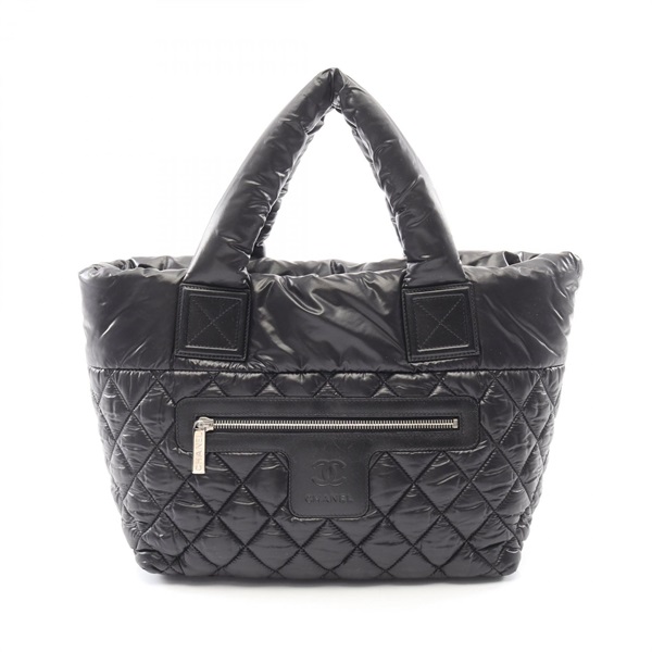 CHANEL Coco Cocoon Small Reversible Tote Handbag A48610 Nylon leather Black Used