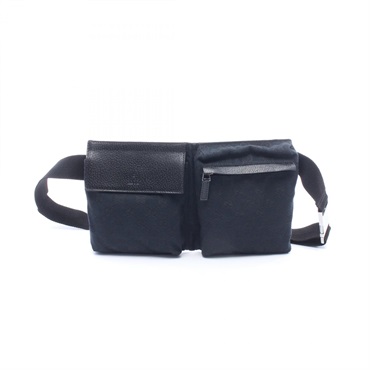 GUCCI GG canvas Waist bag crossbody 28566 canvas leather Black Used unisex