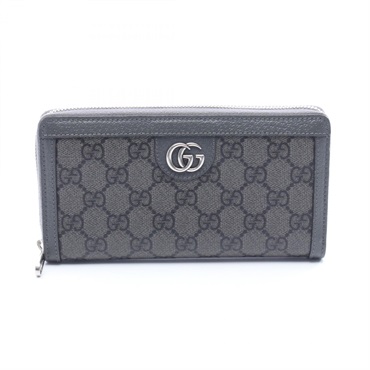 GUCCI Ophidia GG Supreme Around zip long Wallet 706844 leather canvas Gray Used