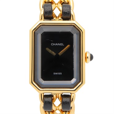 CHANEL Premiere M Wrist Watch H0001 Quartz Gold Plated leather Used Women