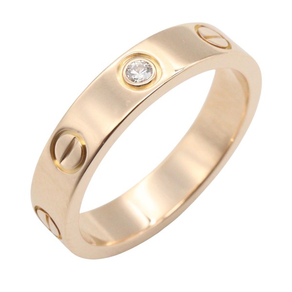 CARTIER Mini Love Diamond Ring 18KPG Pink Rose Gold Used women US size 4.75 #49