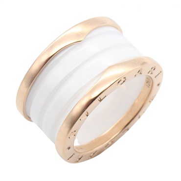BVLGARI B-zero1 4-Band Ceramic Ring 18KRG White #52 Used Unisex US Size 5.5