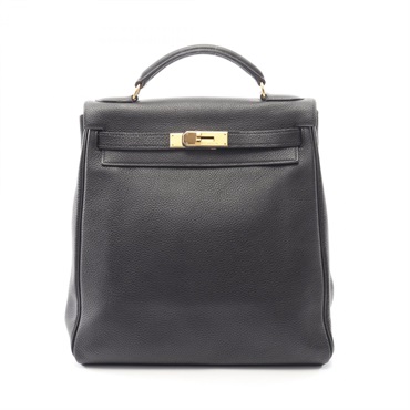HERMES Kelly Ado GM Rucksack Backpack Togo leather Black Used Women A GHW