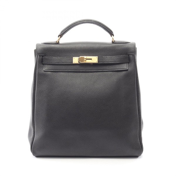 HERMES Kelly Ado GM Rucksack Backpack Togo leather Black Used Women A GHW