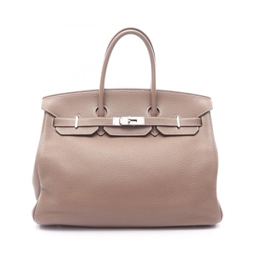 HERMES Birkin 35 Handbag M Taurillon Clemence Etoupe Grey Used Women SHW