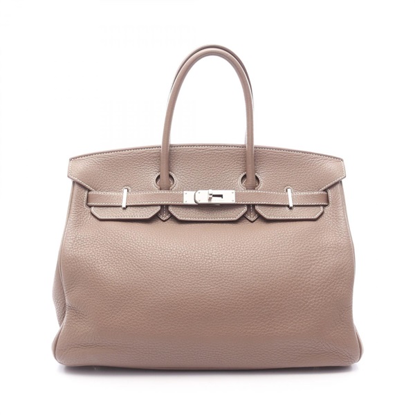 HERMES Birkin 35 Handbag M Taurillon Clemence Etoupe Grey Used Women SHW