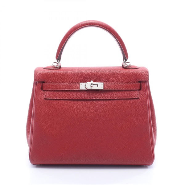 HERMES Kelly 25 inside stitched shoulder Handbag M Togo rouge garance SHW