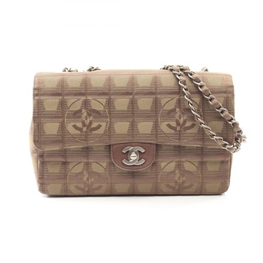 CHANEL New travel line Shoulder Bag A15285 leather Nylon canvas Brown Used SHW