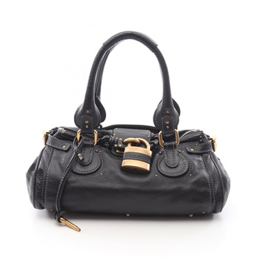 Chloe Paddington Handbag 7ESA02 leather Black Used Women