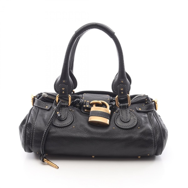Chloe Paddington Handbag 7ESA02 leather Black Used Women