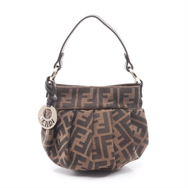 FENDI Zucca Handbag 8BK044 canvas leather Brown Used Women