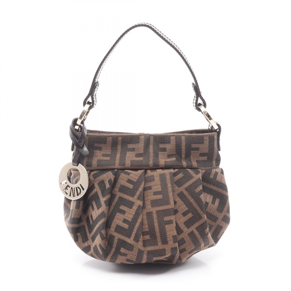 FENDI Zucca Handbag 8BK044 canvas leather Brown Used Women