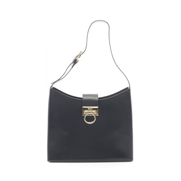 Salvatore Ferragamo Gancini Shoulder Bag leather Black Used Women GHW