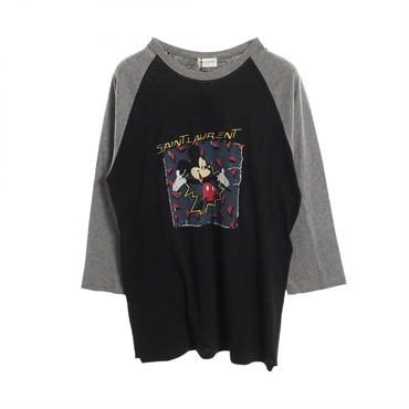 SAINT LAURENT PARIS Disney Mickey Mouse Long-sleeved Top cotton Used size XS