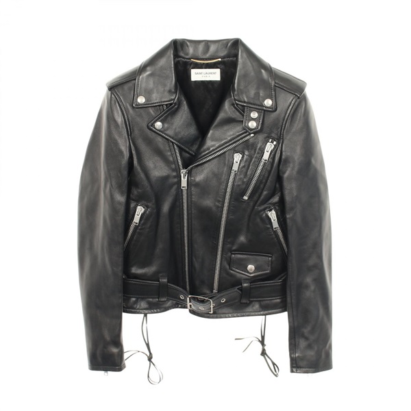 SAINT LAURENT PARIS Double Riders Jacket Blouson #36 leather Black Used Women