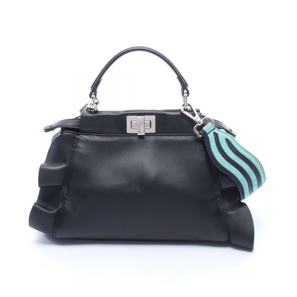 FENDI Mini Peek-a-boo shoulder Handbag 8BN244 leather Black Used Women