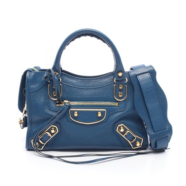BALENCIAGA Classic Metallic Edge Mini City 2WAY Shoulder Handbag 390160 leather