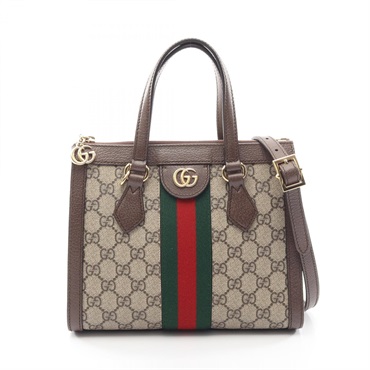 GUCCI Ophidia GG Small Shoulder Tote Bag 547551 canvas leather Beige Brown Used