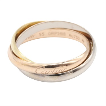 CARTIER Trinity ring 18KYG 18KPG 18KWG Three gold used Women US size 7.5 #55