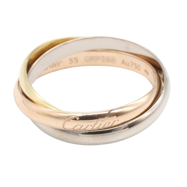 CARTIER Trinity ring 18KYG 18KPG 18KWG Three gold used Women US size 7.5 #55