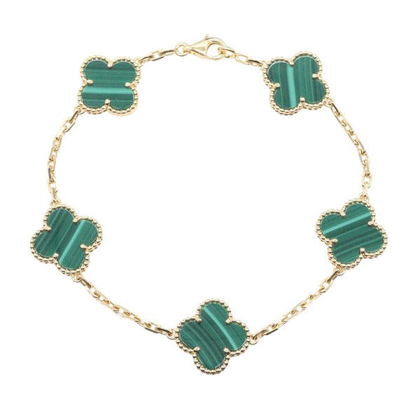 Van Cleef & Arpels Vintage Alhambra 5P Bracelet VCARL80900 18KYG Malachite Green