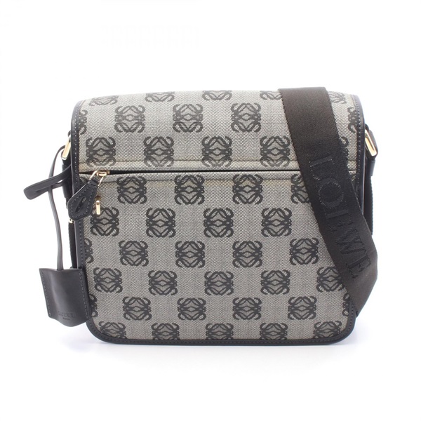 LOEWE anagram Shoulder crossbody Bag canvas leather Gray Black Used Women