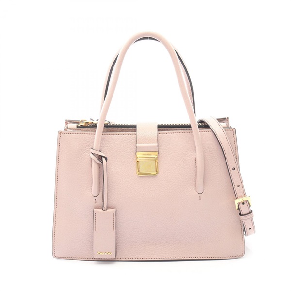 Miu Miu MADRAS Shoulder Crossbody Tote Handbag leather Pink Used Women GHW