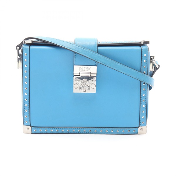 MCM Crossbody Shoulder Bag leather Blue Used Women