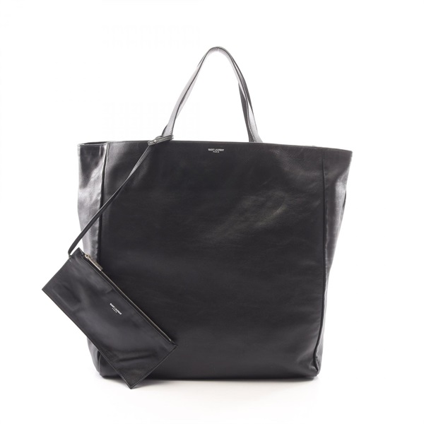 SAINT LAURENT PARIS logo Hand Tote Bag leather Black Used Women