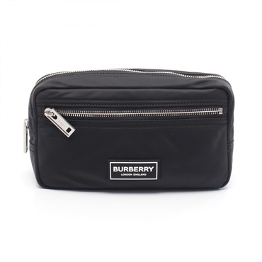 BURBERRY Pouch Bag Nylon Black Used Women logo