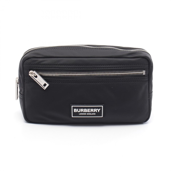 BURBERRY Pouch Bag Nylon Black Used Women logo