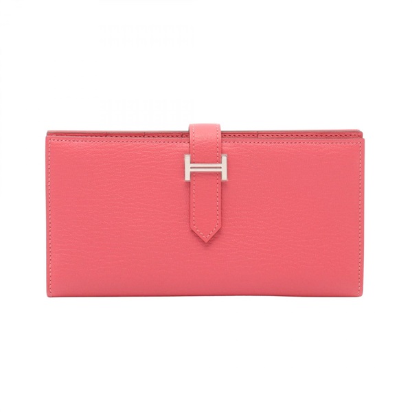 HERMES Bearn Soufflet Bifold Purse Wallet 039078CK leather Rose azalee SHW Used