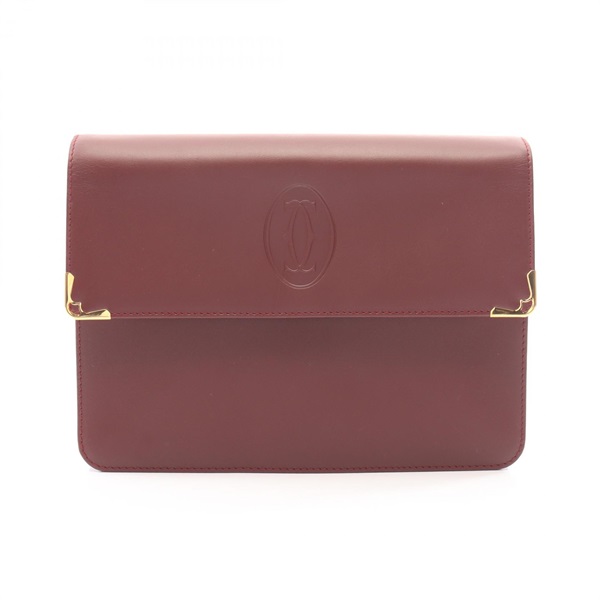 CARTIER Must Line Business Clutch bag leather Bordeaux Used Women GHW