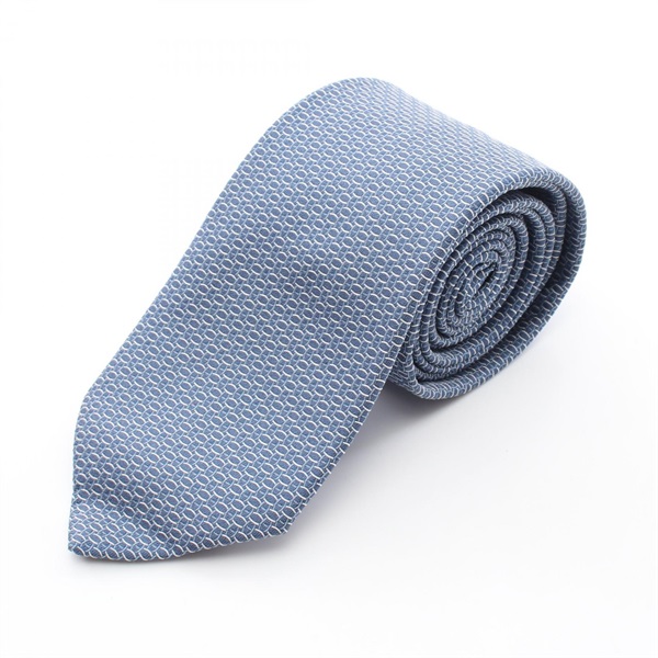 HERMES  All-over patter Tie Silk Blue Used mens