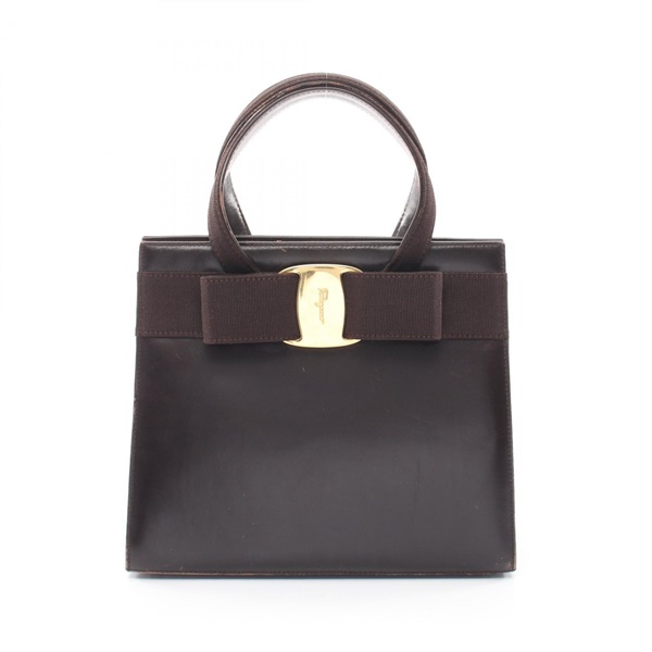 Salvatore Ferragamo Vara Ribbon Handbag 21 4178 leather Brown GHW Used Women