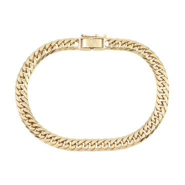 JEWELRY Double 6 Side Flat link Chain Bracelet 18KYG Yellow Gold Used 17.5cm