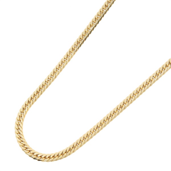 JEWELRY Double 6 Side Flat link Chain Necklace 18KYG Yellow Gold Used 50cm
