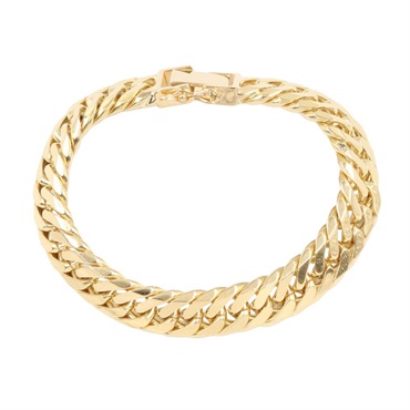JEWELRY Double 6 Side Flat link Chain Bracelet 18KYG Yellow Gold Used 20㎝