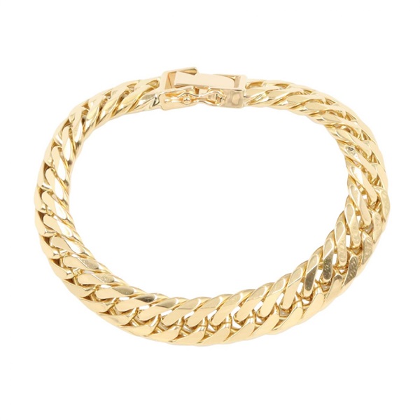 JEWELRY Double 6 Side Flat link Chain Bracelet 18KYG Yellow Gold Used 20㎝