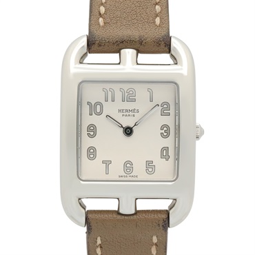HERMES Cape Cod Wrist Watch CC1.210a Quartz Stainless Steel Leather belt Women