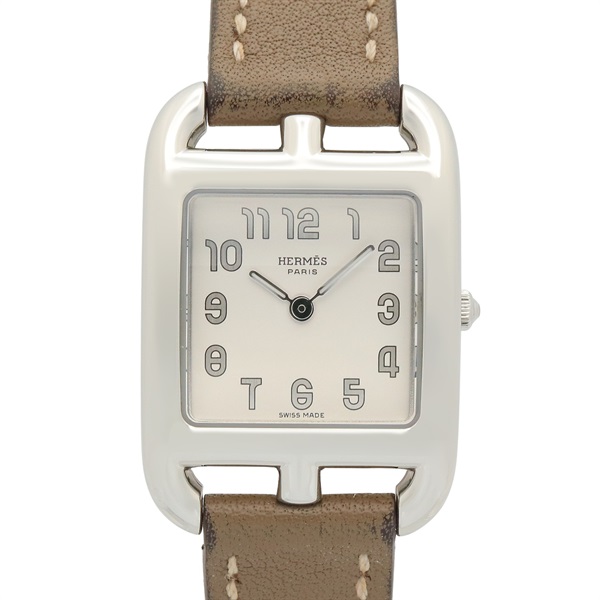 HERMES Cape Cod Wrist Watch CC1.210a Quartz Stainless Steel Leather belt Women