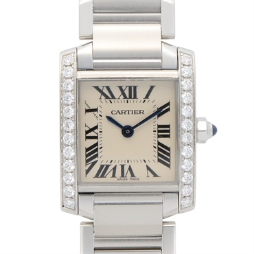 CARTIER Tank Francaise SM Diamond Wrist Watch W4TA0008 Quartz SS Used Women