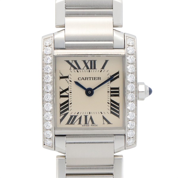 CARTIER Tank Francaise SM Diamond Wrist Watch W4TA0008 Quartz SS Used Women