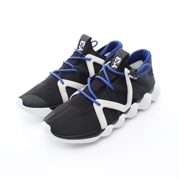 Y-3 KYUJO LOW sneakers AQ5548 Suede Fabric Black Blue White Used mens #US 9.5