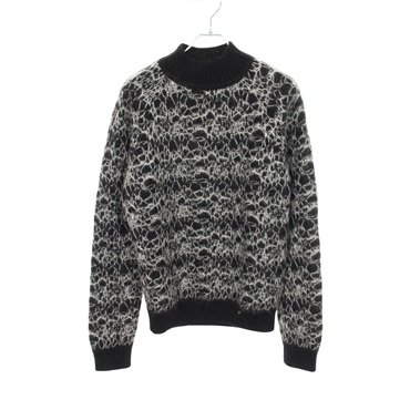SAINT LAURENT PARIS Mock Neck Knitwear Sweater 632007 Moheya Black White Used #L